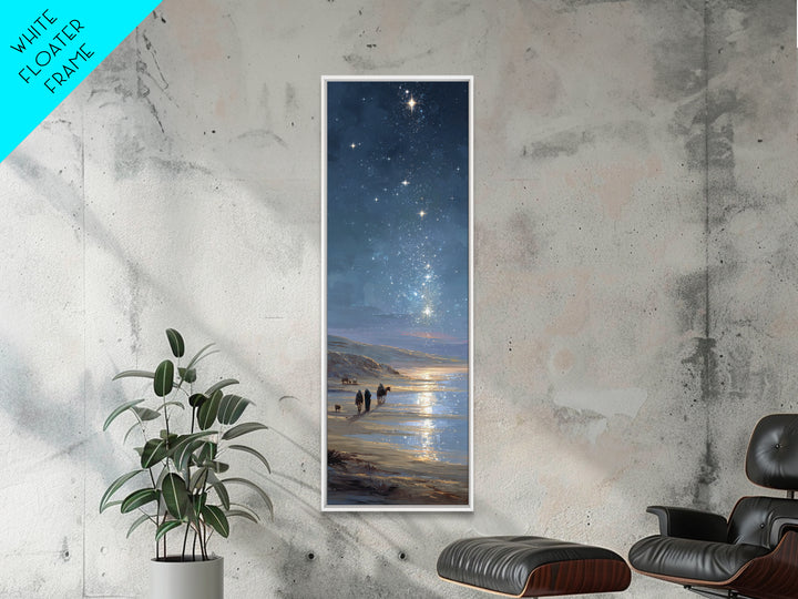 Guiding Shore Star, Framed Canvas Print, Christian Art Canvas, Christian Wall Art, Christmas Art, Tall Skinny Art Print, Christian Christma