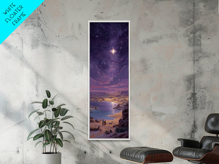 Bethlehem Night Glow – Framed Canvas Print – Christmas Art – Christian Art Canvas – Christian Wall Art – Tall Skinny Art Print – Christian