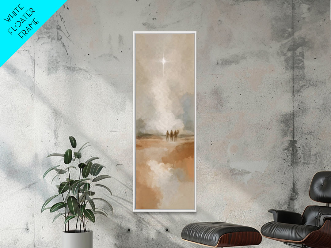 Guiding Star Journey – Framed Canvas Print – Tall Skinny Art Print – Christian Wall Art – Christmas Art – Jesus Painting – Christian Art