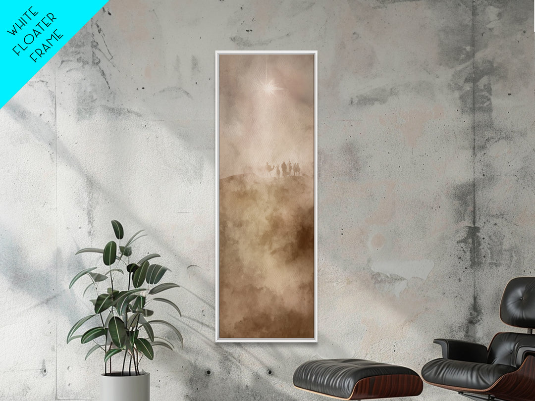 Desert Pilgrim Light – Framed Canvas Print | Narrow Art | Christian Art Canvas | Christian Christmas Art | Jesus Painting | Christian Wall