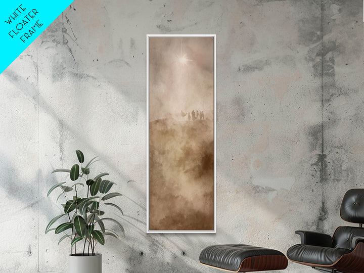 Desert Pilgrim Light – Framed Canvas Print | Narrow Art | Christian Art Canvas | Christian Christmas Art | Jesus Painting | Christian Wall