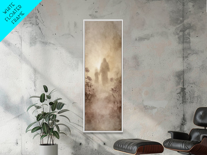 Light of Companionship – Framed Canvas Print, Tall Skinny Art Print, Christian Wall Art, Jesus Painting, Christian Art Canvas, Christian De