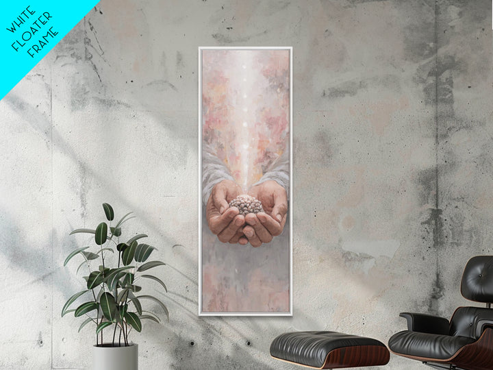 Hands Of Blessing – Framed Canvas Print – Narrow Art – Christian Art Canvas – Christian Wall Art – Jesus Painting – Subtle Christian Art