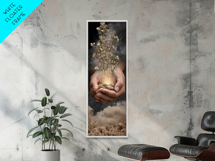Desert Bloom Grace – Framed Canvas Print – Tall Narrow Wall Art – Christian Art Canvas – Christian Wall Art – Christian Christmas Art – Jes