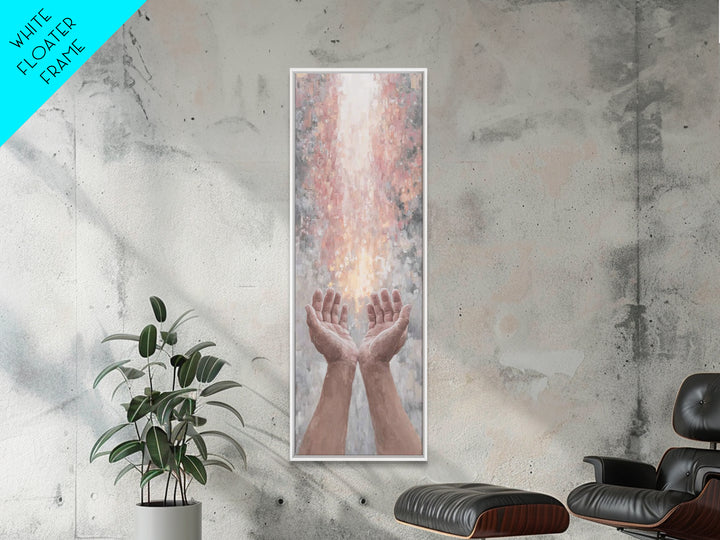Hands Of Blessing – Framed Canvas Print – Skinny Art – Christian Art Canvas – Christian Painting – Christmas Art – Christian Wall Art
