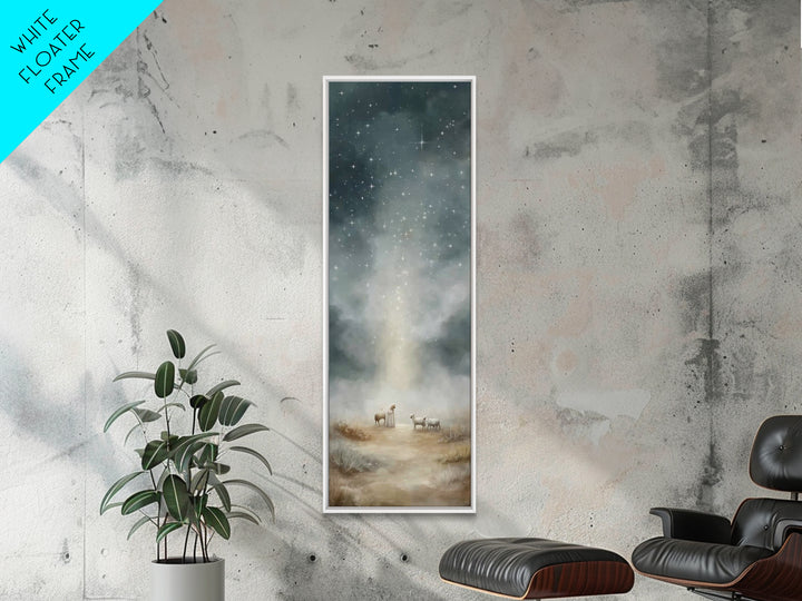 Shepherds Under Stars – Framed Canvas Print – Tall Narrow Wall Art – Christian Art Gift – Christian Wall Art – Christmas Art – Christian Ar