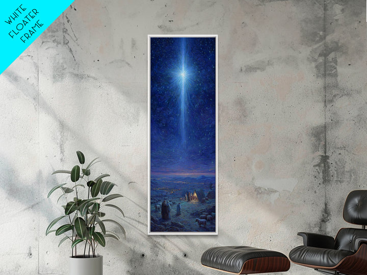 The Guiding Star - Framed Canvas Print - Christian Wall Art - Jesus Painting - Christian Christmas Art - Tall Skinny Art Print - Faith Art