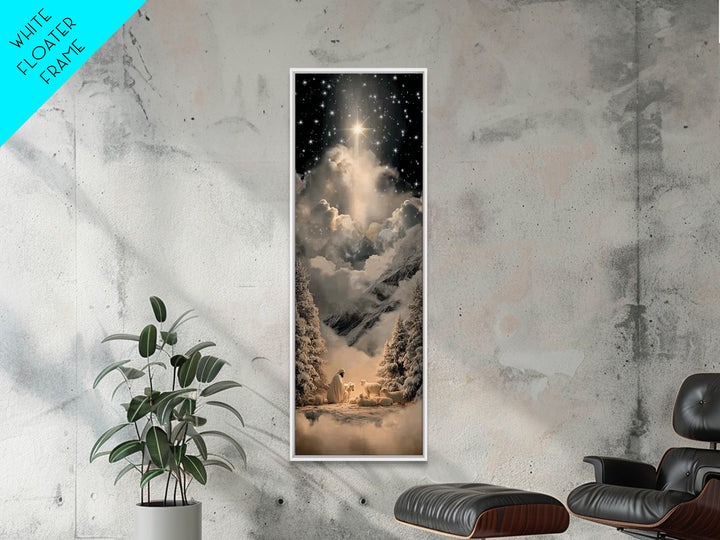 Silent Bethlehem - Framed Canvas Print - Christian Wall Art - Tall Skinny Art Print - Christian Art Canvas - Jesus Painting - Christian Chr