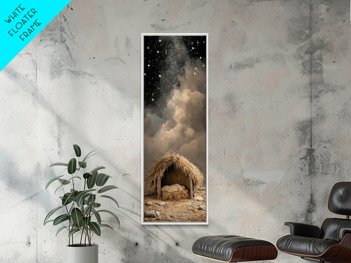 Nativity Night Sky – Framed Canvas Print – Christian Wall Art – Jesus Painting – Skinny Art – Christian Art Canvas – Christian Christmas Ar