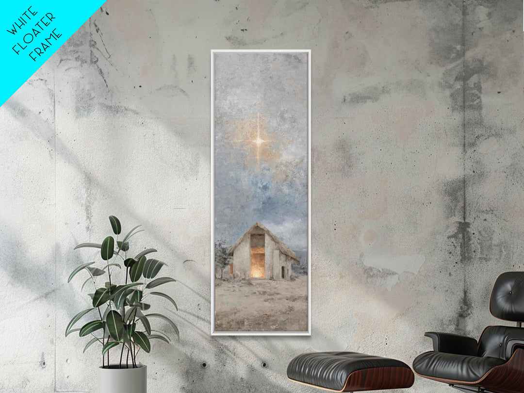Sacred Stable Star – Framed Canvas Print – Skinny Art – Christian Art Canvas – Christian Wall Art – Christian Christmas Art – Jesus Paintin