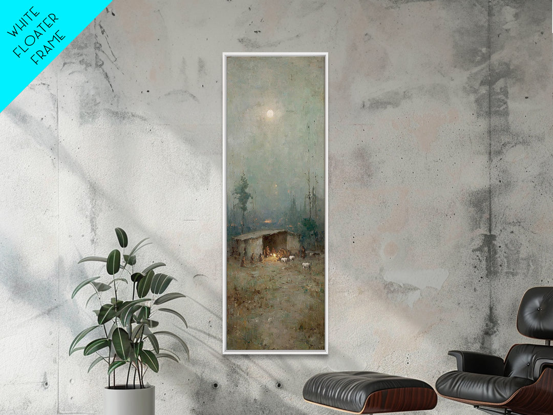 Shepherds In Wonder – Framed Canvas Print – Christian Art Canvas – Christian Wall Art – Jesus Painting – Tall Narrow Wall Art – Christian C