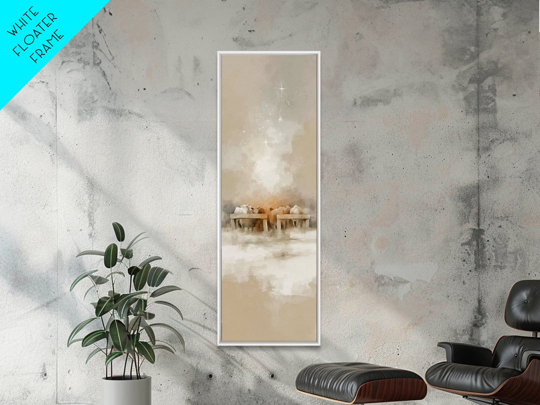Shepherds At Dawn – Framed Canvas Print – Christian Wall Art – Jesus Painting – Christian Art Canvas – Tall Narrow Wall Art