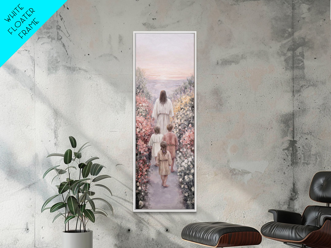 Morning With Christ | Framed Canvas Print | Christian Wall Art | Christian Art Canvas | Jesus Painting | Tall Skinny Art Print