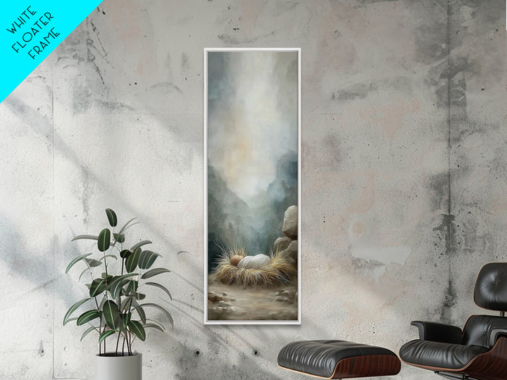 Holy Manger Peace – Framed Canvas Print – Christian Wall Art – Christian Art Canvas – Jesus Painting – Tall Narrow Wall Art
