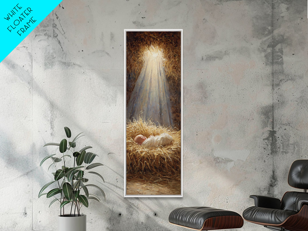 Light Of Bethlehem | Framed Canvas Print | Christian Art Canvas | Christian Wall Art | Jesus Painting | Narrow Art