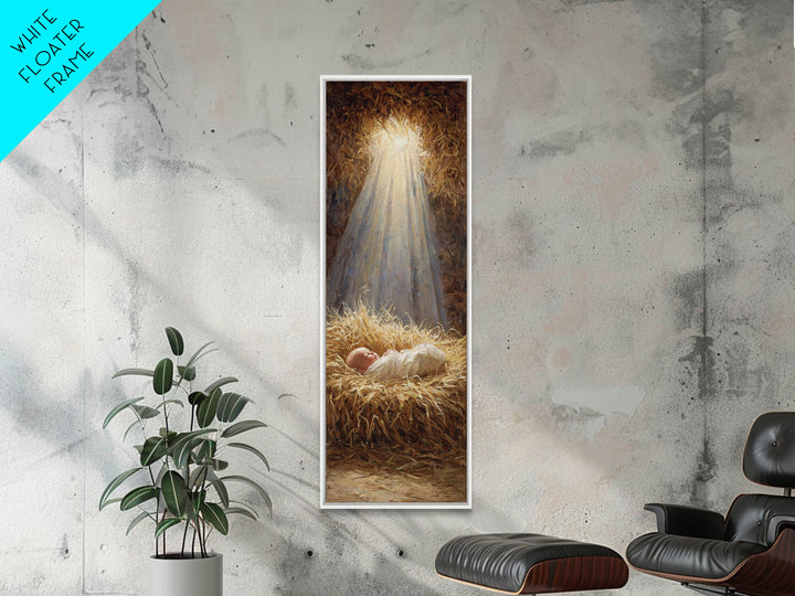 Light Of Bethlehem | Framed Canvas Print | Christian Art Canvas | Christian Wall Art | Jesus Painting | Narrow Art