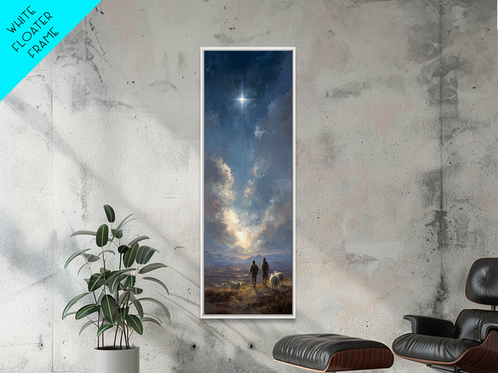 Heaven’s Guiding Ray | Framed Canvas Print | Christian Art Canvas | Narrow Art | Christian Wall Art | Christian Christmas Art