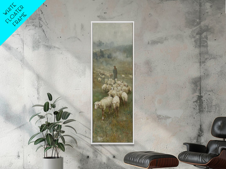 Gentle Shepherd Path – Framed Canvas Print – Christian Wall Art – Jesus Painting – Narrow Art – Christian Christmas Art – Christian Decor F