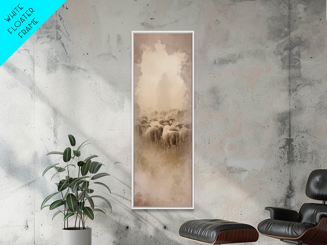 Sacred Dawn Haze | Framed Canvas Print | Christian Art Canvas | Tall Skinny Art Print | Jesus Christmas Art | Modern Christian Art | Christ