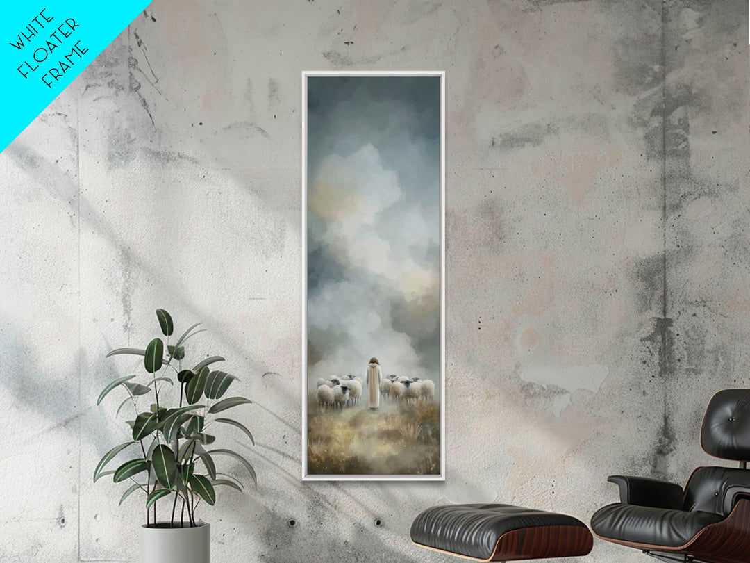 Heavenly Pasture Light, Framed Canvas Print, Christian Christmas Art, Skinny Art, Christian Art Canvas, Jesus Painting, Christian Decor, Ch