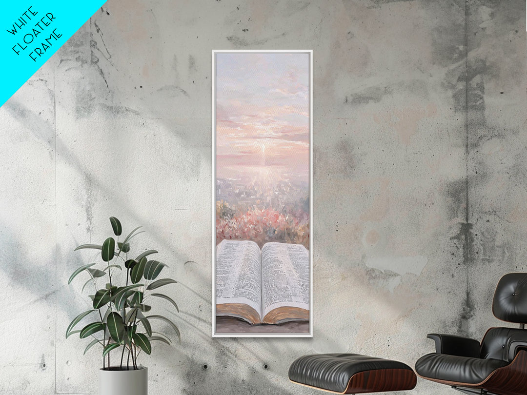 Dawn Of Scripture – Framed Canvas Print – Narrow Art – Christian Art – Christian Art Canvas – Christian Wall Art – Christmas Art – Christia