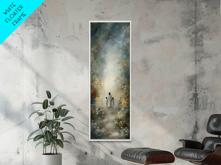 Floral Haven | Framed Canvas Print | Christian Art Print | Narrow Art | Jesus Painting | Christian Wall Art | Christmas Art