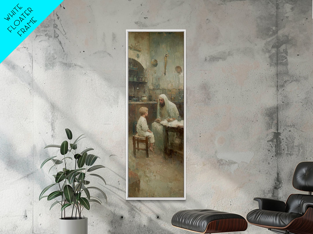Quiet Teaching – Framed Canvas Print – Christian Art Canvas – Narrow Art – Christian Wall Art – Jesus Painting – Christmas Art