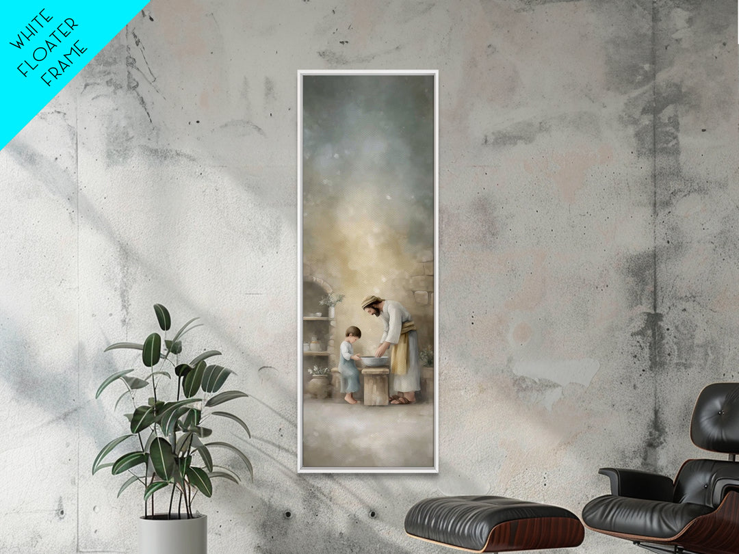 Humble Lessons | Framed Canvas Print | Christian Wall Art | Skinny Art | Christian Art Canvas | Jesus Painting | Christmas Art