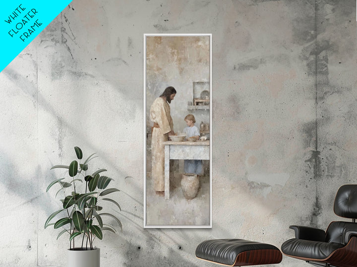 Bread Of Comfort, Framed Canvas Print, Christian Art Canvas, Narrow Art, Jesus Painting, Christian Wall Art, Christmas Art