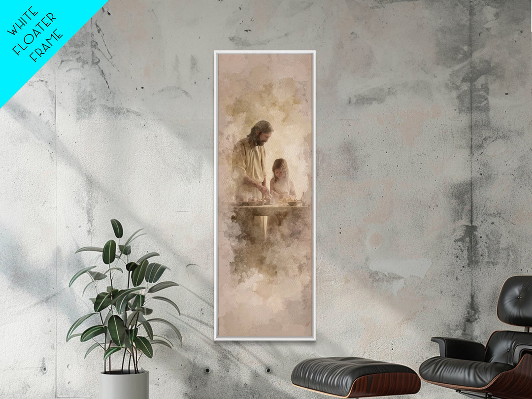 Hands Of Blessing – Framed Canvas Print – Christian Art Print – Tall Skinny Art Print – Christian Wall Art – Jesus Painting – Christmas Art