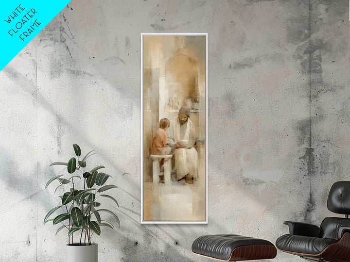 Quiet Child Blessing – Framed Canvas Print – Christian Wall Art – Jesus Painting – Tall Narrow Wall Art – Christian Art Canvas – Skinny Art