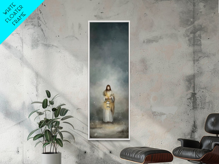 Lantern Of Mercy – Framed Canvas Print – Jesus Painting – Christian Art – Christian Wall Art – Skinny Art – Christian Art Canvas – Tall Nar