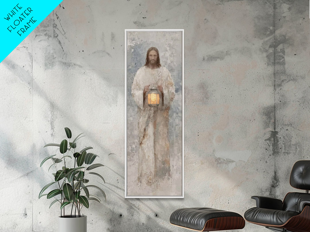 Calm Midnight Guide – Framed Canvas Print – Christian Wall Art – Jesus Painting – Christian Art Canvas – Skinny Art – Narrow Art – Modern C