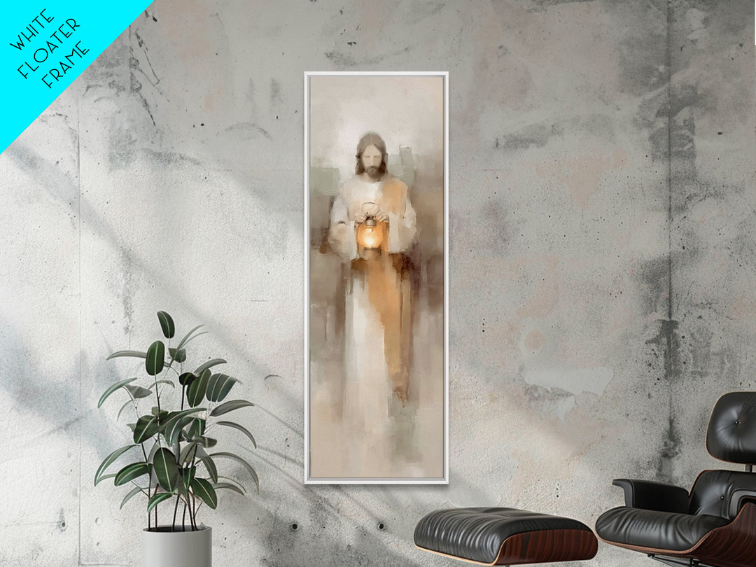 Stillness Of Light – Framed Canvas Print – Christian Art Canvas – Jesus Painting – Christian Wall Art – Skinny Art – Narrow Art – Modern Ch