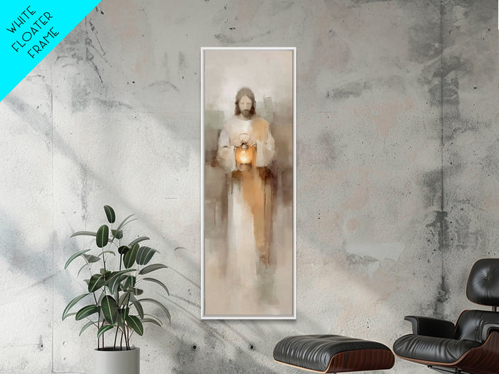 Stillness Of Light – Framed Canvas Print – Christian Art Canvas – Jesus Painting – Christian Wall Art – Skinny Art – Narrow Art – Modern Ch