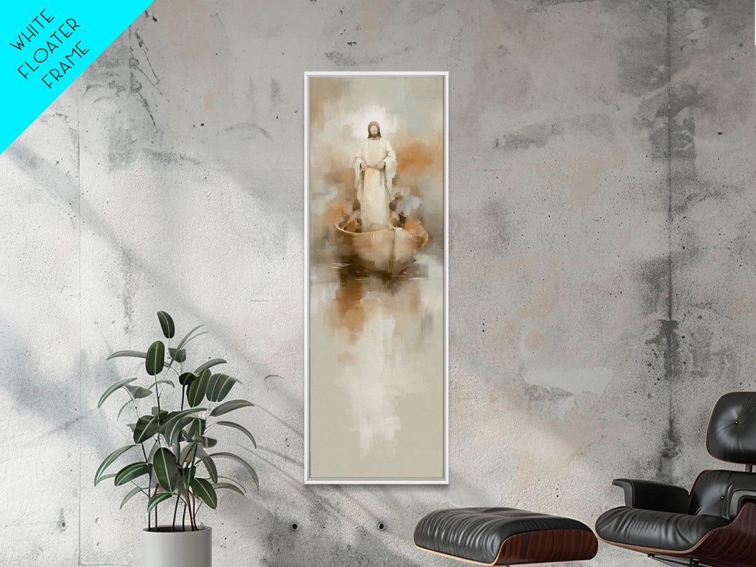 Harbor Of Peace – Framed Canvas Print – Tall Skinny Art Print – Christian Wall Art – Jesus Painting – Christian Art Canvas – Christmas Art