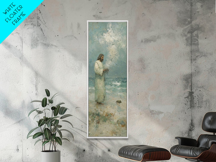 Waves Of Mercy | Framed Canvas Print | Tall Skinny Art Print | Christian Painting | Jesus Art Print | Christian Art Canvas | Christmas Wall