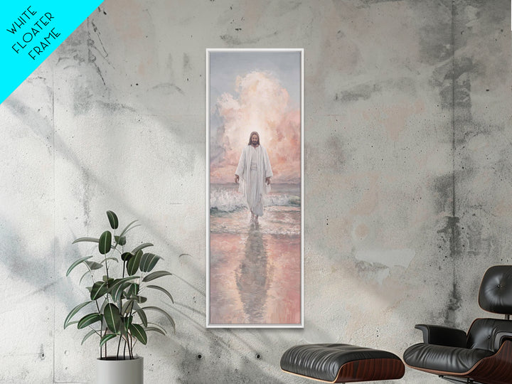 Morning Haven Stillness, Framed Canvas Print, Narrow Art, Christian Art Canvas, Jesus Painting, Christian Wall Art, Christian Christmas Art
