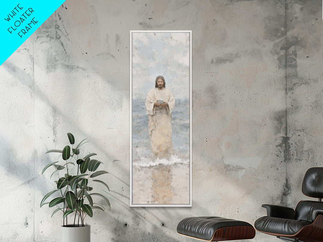 Heavenly Tide Path – Framed Canvas Print – Tall Narrow Wall Art – Christian Art Print – Jesus Painting – Christian Art Canvas – Christmas A