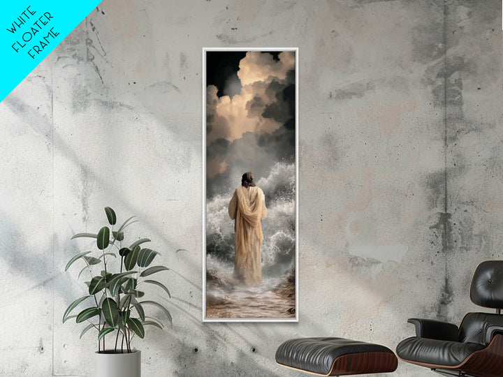 Eternal Sea Quiet | Framed Canvas Print | Skinny Art | Christian Wall Art | Jesus Painting | Christian Art Work | Christmas Art