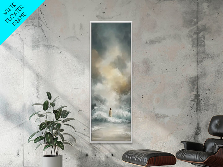 Cliffside Hope Rise – Framed Canvas Print – Tall Skinny Art Print – Christian Painting – Christian Art Canvas – Jesus Painting – Christmas