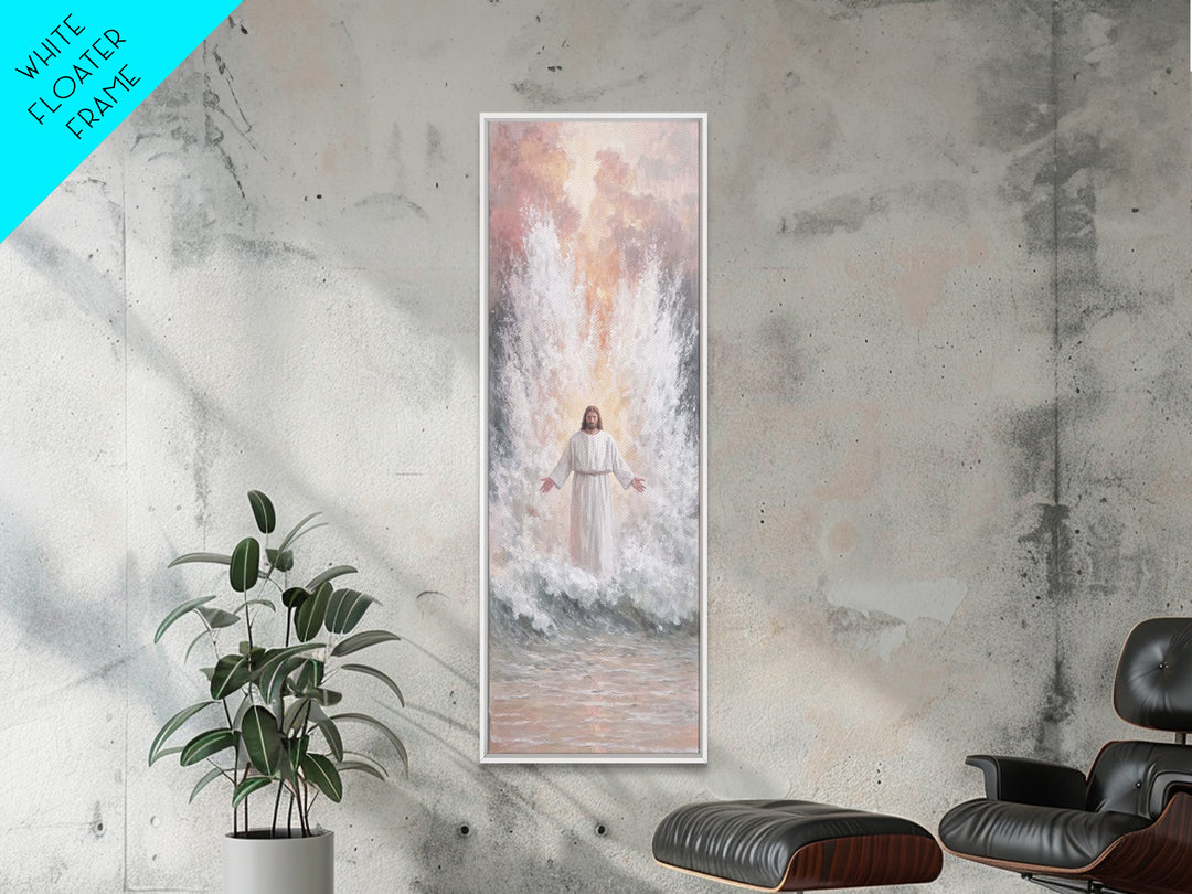 Heavenly Ascent | Framed Canvas Print | Tall Narrow Wall Art | Christian Wall Art | Jesus Painting | Christian Art Canvas | Christmas Art