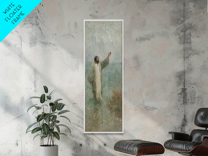 Eternal Shelter, Framed Canvas Print, Tall Narrow Wall Art, Christian Art, Jesus Painting, Christian Canvas, Christmas Art