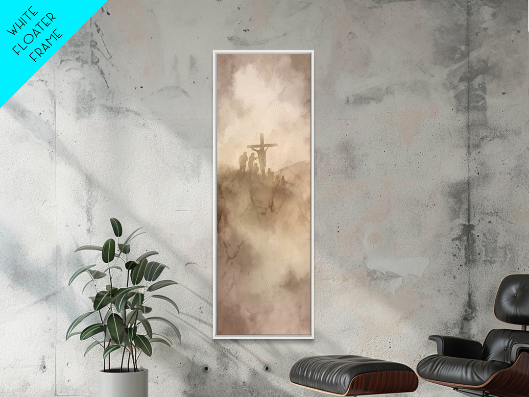 Hilltop Redemption – Framed Canvas Print – Christian Art – Jesus Painting Canvas – Tall Skinny Art Print – Christian Wall Art – Christmas A