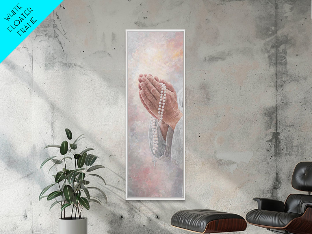 Prayerful Light – Framed Canvas Print – Christian Art – Christian Art Canvas – Skinny Art – Christian Wall Art – Christian Gift Ideas – Chr