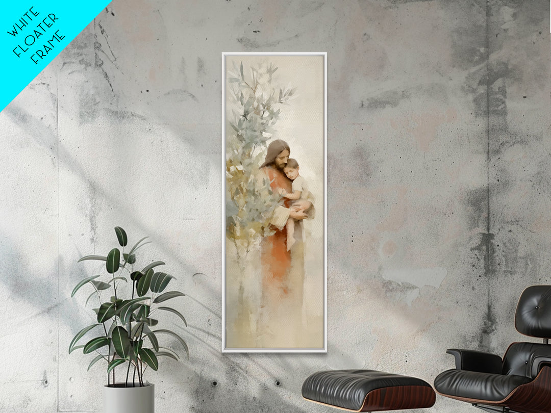 Olive Tree Promise | Framed Canvas Print | Christian Art Canvas | Jesus Painting | Modern Christian Art | Skinny Art | Christian Wall Art |