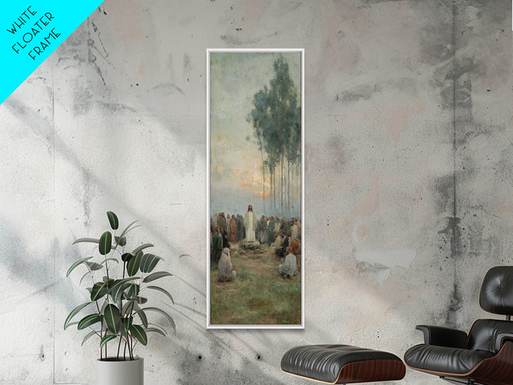 Shoreline Grace | Framed Canvas Print | Christian Art Print | Jesus Painting | Christian Wall Art | Tall Narrow Wall Art | Christian Christ