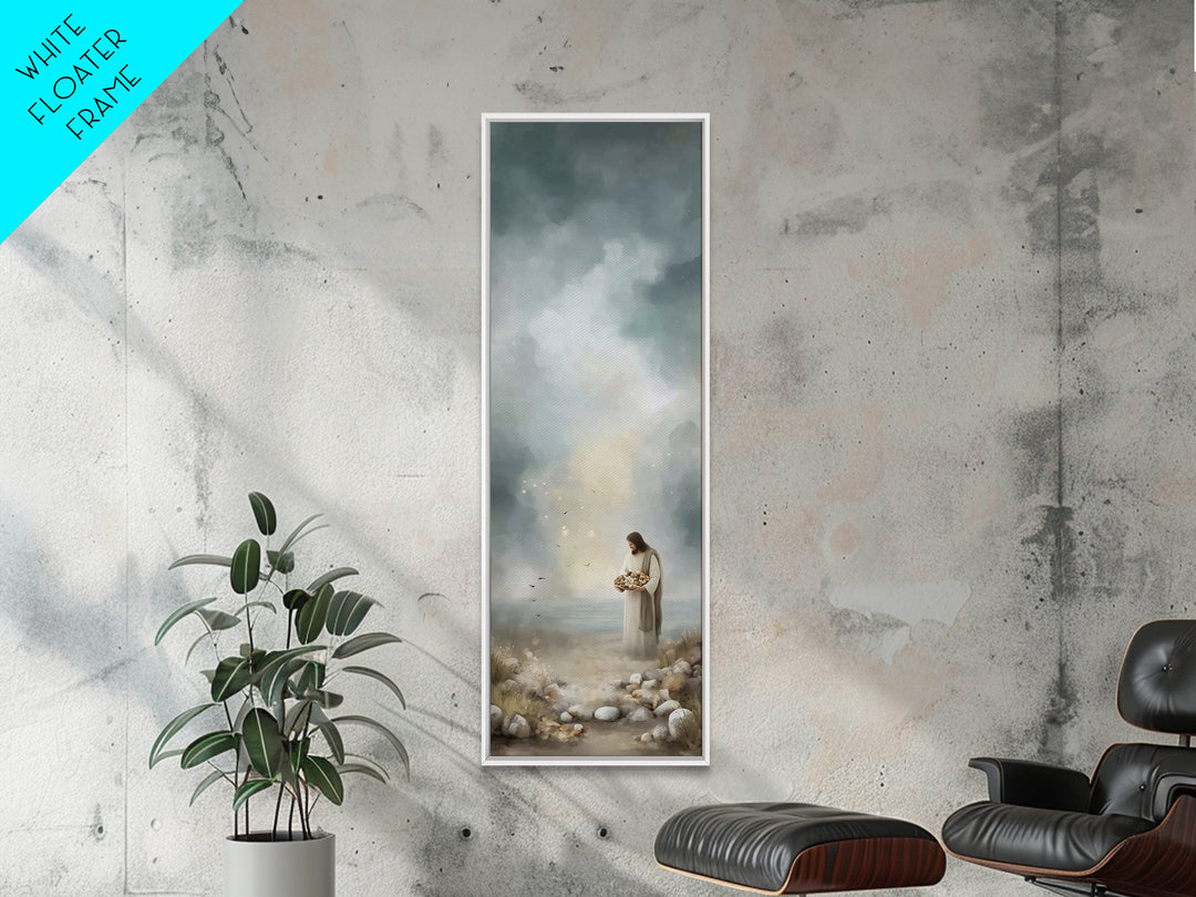 Bread Of Hope | Framed Canvas Print | Christian Wall Art | Jesus Painting | Christian Art Canvas | Modern Christian Art | Narrow Art | Chri