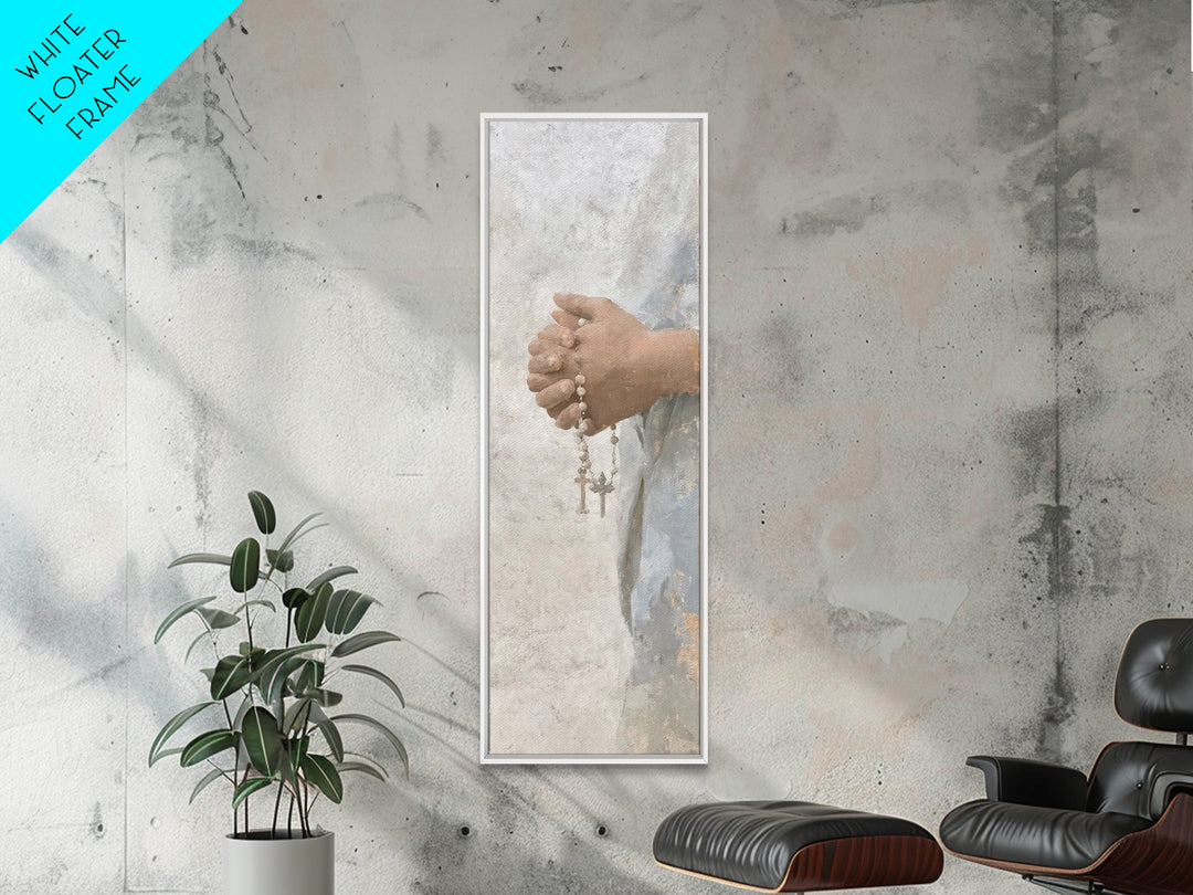 Sacred Rosary Hope – Framed Canvas Print – Christian Art Canvas – Christian Art – Christian Wall Art – Tall Skinny Art Print – Christian Ch