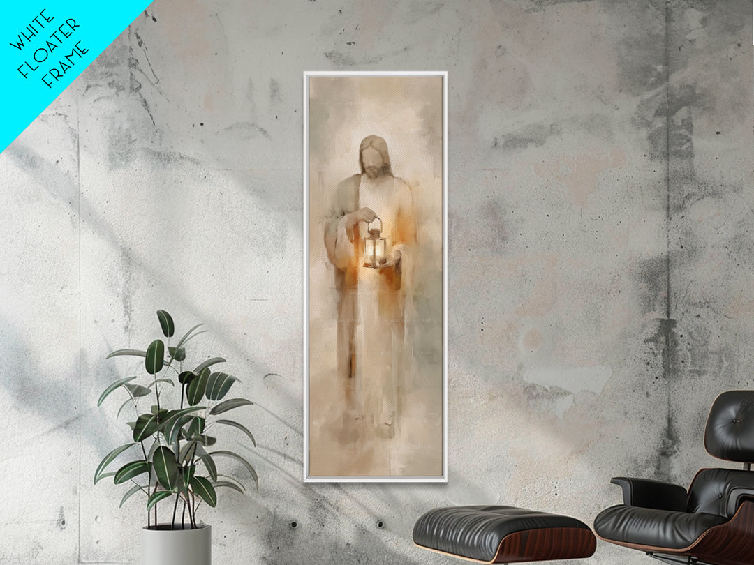 Lantern Of Hope – Framed Canvas Print – Christian Wall Art – Jesus Painting – Christian Art Canvas – Tall Narrow Wall Art – Christmas Art